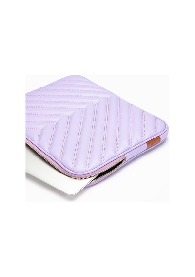 Omuz Askılı Notebook Çanta Tablet Laptop Kılıfı 13"-14" V Model Deri Lila
