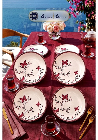Verna Pembe 6'lı Pasta Tabağı Seti 20 Cm