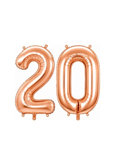 20 Rakam Folyo Balon Rose Gold Rengi 76 Cm Pembe