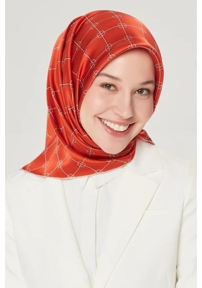 Armine İpek Eşarp Nostalji - 8555-18 Kiremit Twill Kiremit