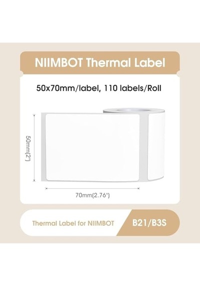 B21/b3s Etiket Bandı, 50 X 70 Mm, Su Geçirmez, Etiketleme İçin Yedek, Kendinden Yapışkanlı, 1 Rulo 110 Adet Beyaz 124-Pembe
