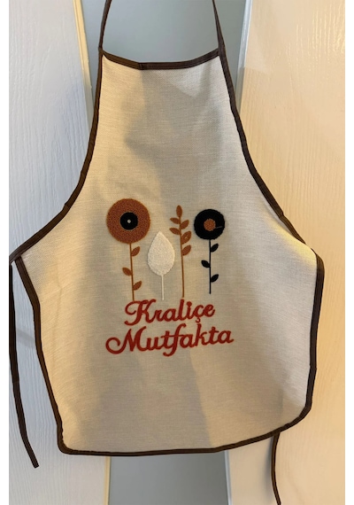 Villadia Home Textile Mutfak Önlüğü Nakış Punch İşlemeli Yemek Pişirme Önlüğü Mutfak Şefi Önlüğü Krem2