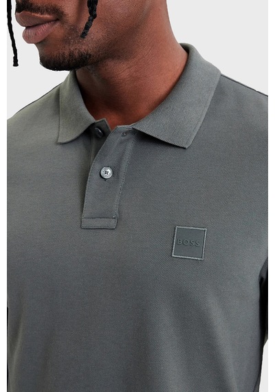 Boss Pamuklu Slim Fit Düğmeli Polo Yaka Sweat Erkek Polo 50507704 377 Yeşil