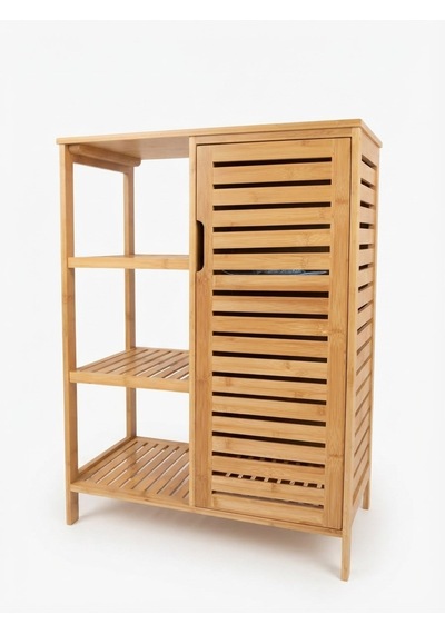 Panalı Bambu Çekmeceli Dolap 88 X 66 X 33 Cm Bej