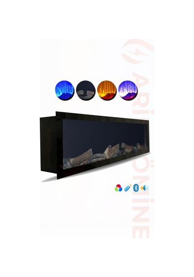 Arif Şömine Dekoratif Elektrikli Yapay Şömine - 180x35x18 Cm - Kumanda, Sabit Çıtırtı Sesi Ve Bluetooth Hoparlör