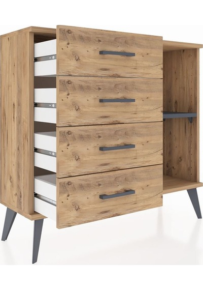 Arges Şifonyer Tek Raflı 4 Çekmeceli 88x30x80 Çam-antrasit/çam Antrasit/çam Arges Şifonyer Tek Raflı 4 Çekmeceli 88x30x80 Çam-antrasit/çam Antrasit/çam