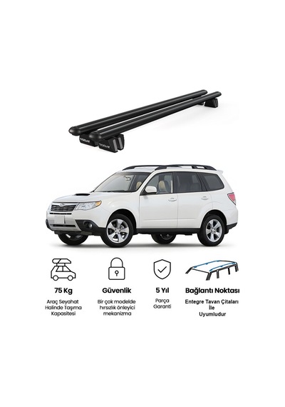 Pençe Subaru Forester 2008-2012 Uyumlu Siyah Ara Atkı Port Bagaj Tavan Barı