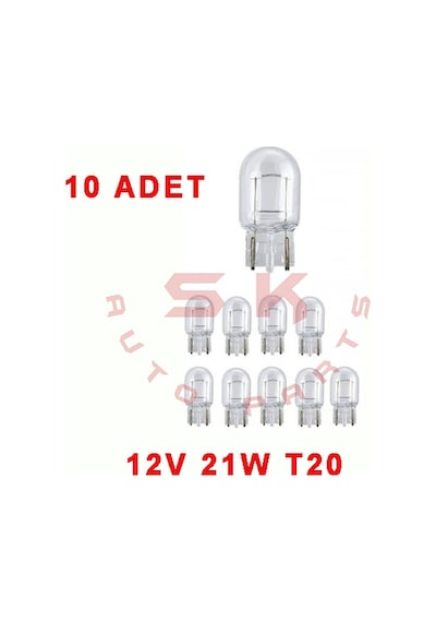 Skauoto 12V 21W 93 T20 Dipsiz Ampul Tek Duy Tek Flama W21W 10 Adet