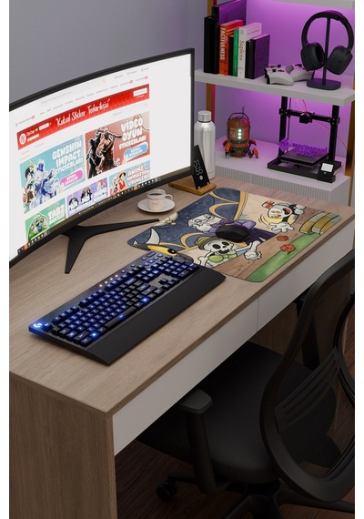 Cuphead Kaymaz Dikişli Kauçuk Oyuncu Mousepad V3 - 48x40 Xl Gaming Mouse Pad Fare Altlığı