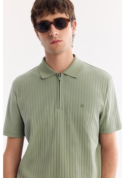 Avva Erkek Mint Kıvrılmaz Polo Yaka Fermuarlı %100 Pamuk Regular Fit T-shirt A61y1038