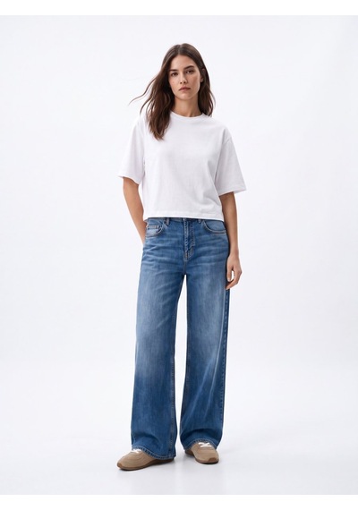 LTB Baby Tee Basic Bisiklet Yaka Beyaz T-shırt