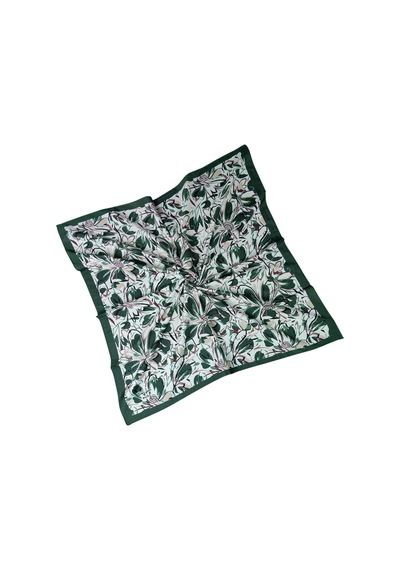 Mim Eşarp Vav İpek Kadın Micro Twill Sport Çiçek Desenli Eşarp Yeşil