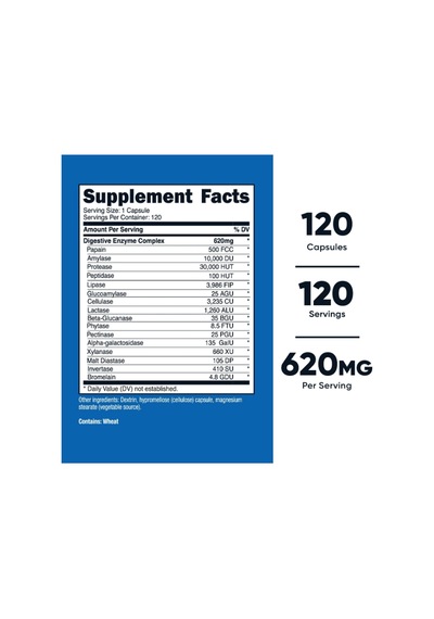 Nutricost Digestive Enzymes  620mg, 120 Cap...