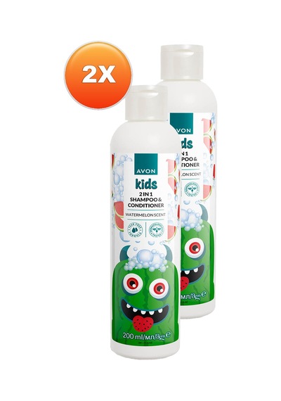 Avon Kids 2'si 1 Arada Karpuz Kokulu Çocuk Saç Kremi Ve Şampuanı 2 x 200 ML
