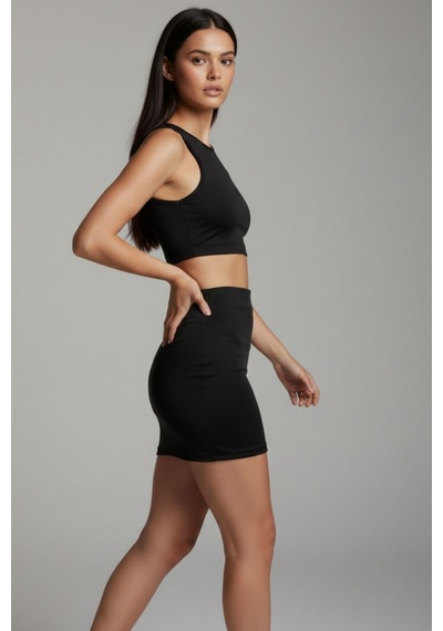 Sermoda Kalem Etek - Bel Lastikli Slim Fit Mini Kalem Etek Ks Siyah
