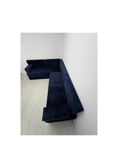 Premium Kadife Kumaş, Konforlu Yer Kanepesi ,modüler Şark Köşesi Takımı - Lacivert - 40 Cm- L Set