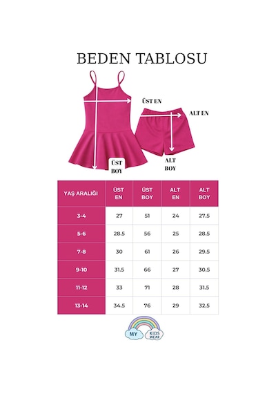 My Kids Wear Kız Çocuk Garson Mayo Elbiseli Şortlu 2 Li Takım 12424 Beyaz - Turuncu