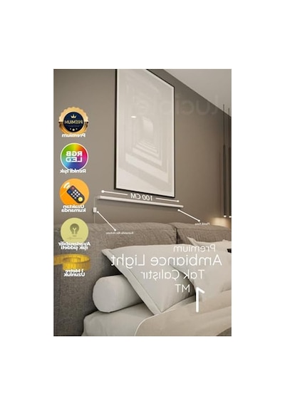 Rgb Led Strip Tube Light Lambader Uzaktan Kumandalı Işık Lamba Ampül Aydınlatma Renkli Animasyonlu8 Açık Gri