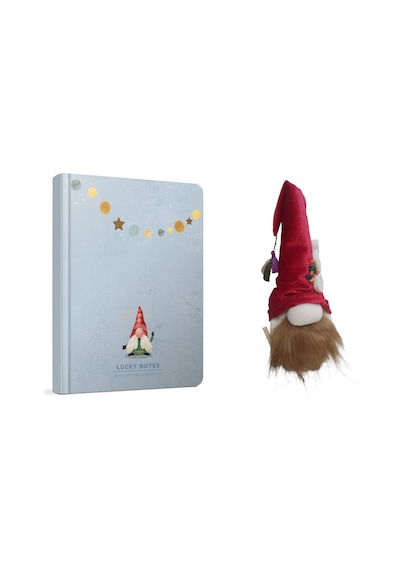 Yılbaşı Konsept Hediyelik - Sert Kapaklı A5 Defter+ Yılbaşı Noel Baba Dekoratif Süs Mavi