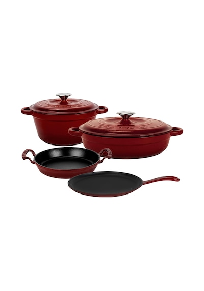 Lava Döküm Bordo 6 Parça Tencere & Tava & Sahan Seti Profesyonel Lezzet Evinde Bordo