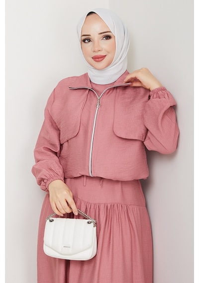 Bestenur Milda Ceket Elbise İkili Takım 1579 - Gül Kurusu Gülkurusu
