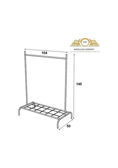 Metallica Concept Dikdörtgen Beyaz Elbise Askılığı Ayaklı Askılık - Konfeksiyon Askılık Izgaralı
