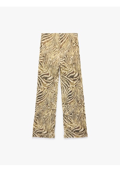 Koton Rahat Kalıp Zebra Desenli Dantel Pantolon Bej Desenli 6sak40088ek Ekru