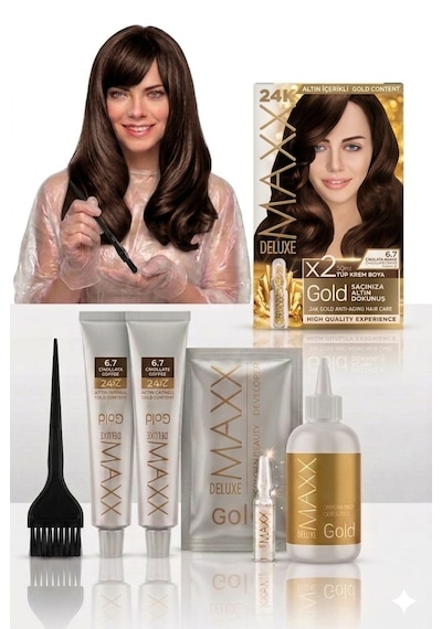 Maxx Deluxe Golden Beauty Set Saç Boyası 3.66 Patlıcan Moru 2 'li + Fırça+pratik Boyama Kabı