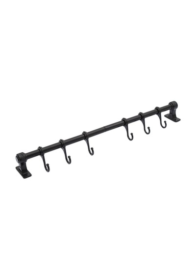 Duvara Monte Edilen 6 Kancalı Fincan Ve Kaşık Askısı Siyah 50cm Metal Gri Diğer