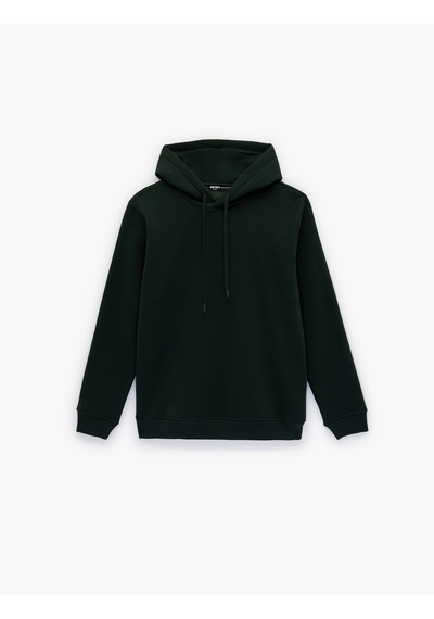 Koton Şardonlu Uzun Kollu Basic Kapşonlu Sweatshirt Yeşil 6wam70015mk Koyu Yeşil