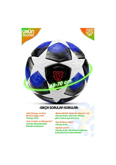 Pro-serisi Futbol Topu Şampiyonlar Ligi Lazer Kesim Pompa Dahil Halı Saha Maç Futbol Topu Mavi 520