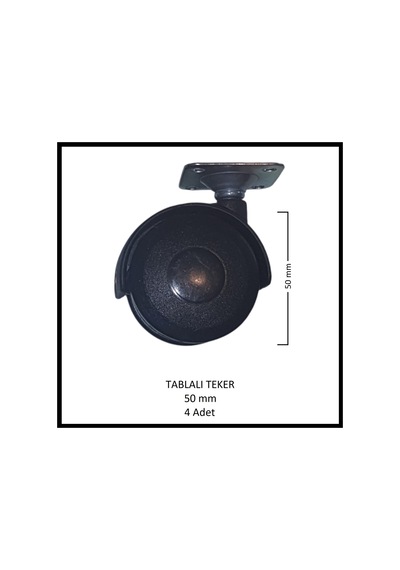Tablalı Mobilya Tekerleği, 50 Mm 4 Adet , Ofis Koltuk, Dolap, Etejer, 360 Derece Döner Siyah