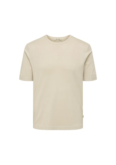 Only & Sons Erkek Yuvarlak Yaka Basic Örme T-shirt - 22022928 Bej