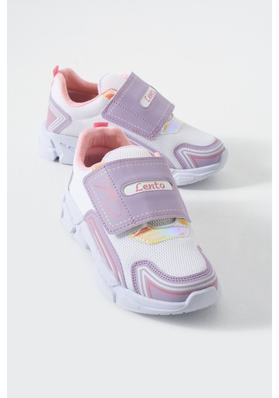 Adımist Çocuk Unisex Rahat Ortopedik Taban Cırtlı Hafif Sneaker Spor Ayakkabı Lento Cırtlı Lila - Beyaz