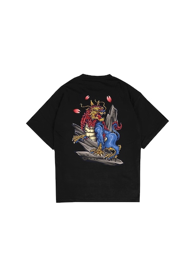 Noıssey Dragon Mountain Siyah Oversize Unisex T-shirt