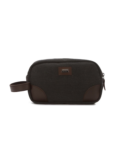Newish Polo Erkek Kanvas Kumaş Portföy Clutch Traş Kozmetik Bakım Ve Günlük El Çantası New347 - Siyah