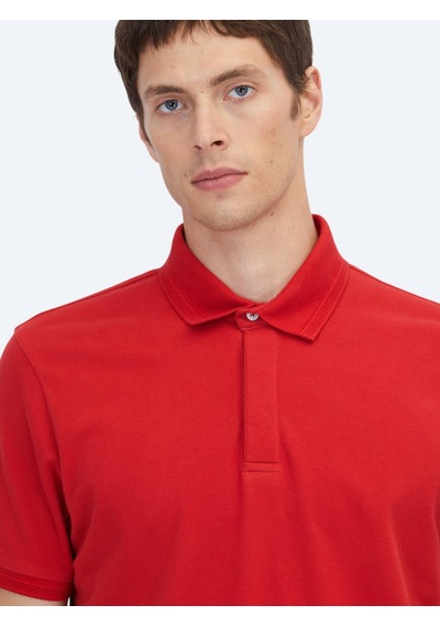 Kırmızı Düz Polo Yaka %100 Pamuk T-shirt kırmızı