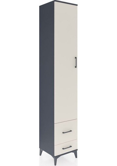 Hyperion Dolap 5 Raflı 2 Çekmeceli Tek Kapaklı 44x44x243 Antrasit-aytaşı Antrasit