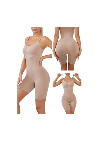 Momslab Kadın Toparlayıcı 2 Beden Küçülten Tam Boy Tulum Korse Bej1