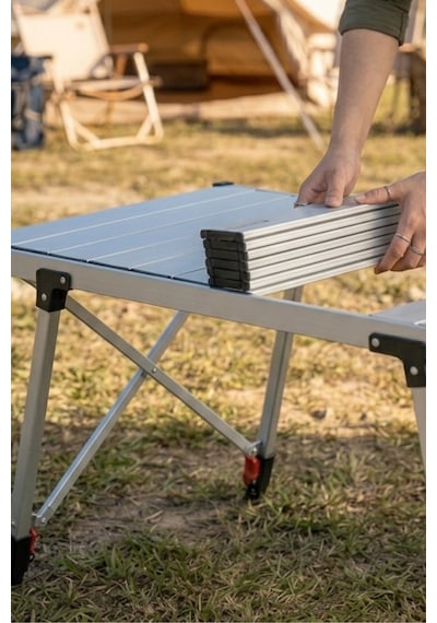 Baycamp Alüminyum Katlanır Büyük Boy Kamp Masası Y:72xg:89xd:49 Cm Gri