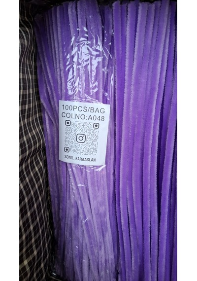 Şönil 100 Lü Lila Renk Kod A048 30 Cm - Yoğun Tüylü Hobi Çubuğu Tel El İşi 100 Lü Paket