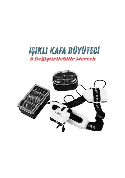 Mg-9892e1 Işıklı Kafa Büyüteci 8 Değiştirilebilir Mercekli