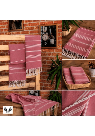 Pega Sultan Peştamal %100 Koton Fuşya Plaj Havlusu 90 x 170 CM