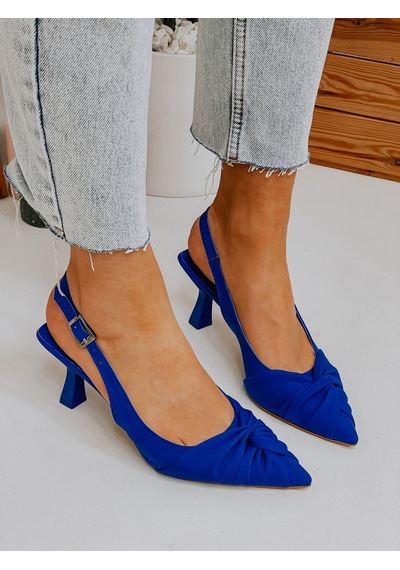 Ervanın Butiği Saks Mavi Saten Bow Fiyonk Detay Kadın Stiletto-3691