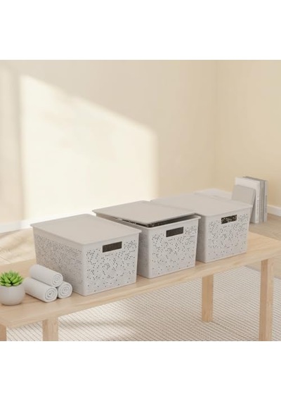 Seul Çok Amaçlı Kapaklı Saklama Kutusu - Şık Ve Dekoratif Dolap İçi Organizer Düzenleyici 4 L / 12 L / 20 L Bo Diğer