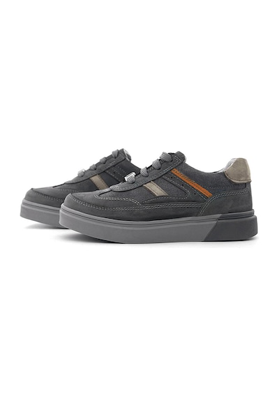 Rakerplus Gri Hakiki Deri Bağcıklı Gri Tabanlı Çocuk Sneaker Ayakkabı Gri