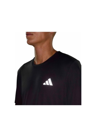 Adidas Run Essentials Erkek Siyah Yuvarlak Yaka Tişört Siyah