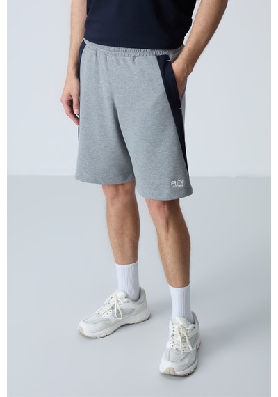 Air Jones Tommy Life Gri Melanj Pamuklu Kalın Yumuşak Dokulu Standart Fit Basic Erkek Şort - 81280 GRI MELANJ
