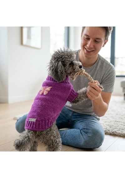 Lady Fify Kedi Ve Köpek İçin Kelebekli Mor Kazak