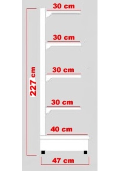 Mekoraf Mekoraf Market Rafı 225X90X30 Cm 5 Katlı